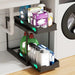 Double-Layer Pull-Out Storage Rack with 5 Hooks — PP Drawer Organiser for Kitchen & Bathroom