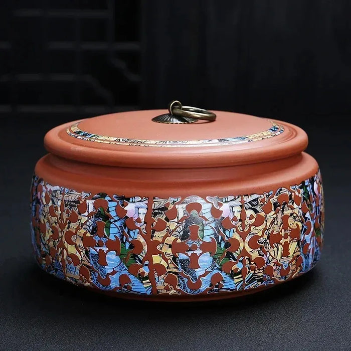 Purple Clay Ceramic Tea Caddy – 18 x 10 cm Sealed Coffee & Candy Canister