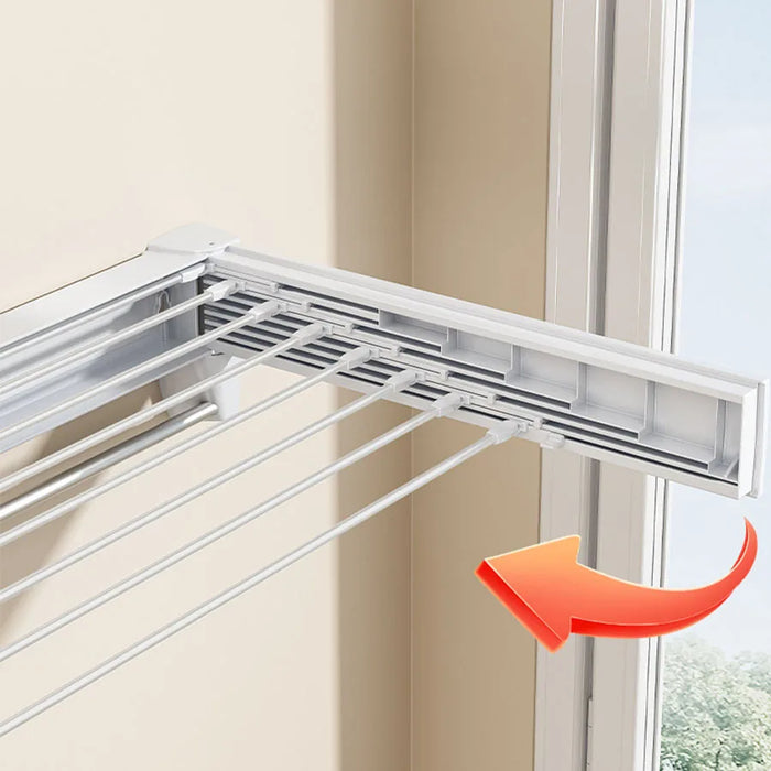 Folding Telescopic Wall-Mounted Towel & Clothes Rack — PVC, Extendable (White/Silver)