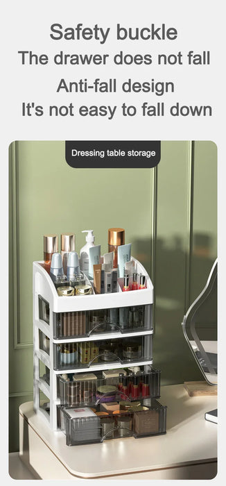 PP 5-Layer Drawer Makeup Storage Box – Multi-layer Cosmetic Organiser (White / Pink)