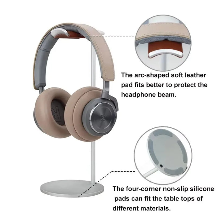 Curved Aluminium Headphone Stand – Sturdy Metal Headset Hanger with Solid Base (Black)