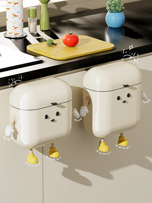 Cream-Coloured Wall-Mounted Kitchen Bin with Lid — 9L / 12L DIY