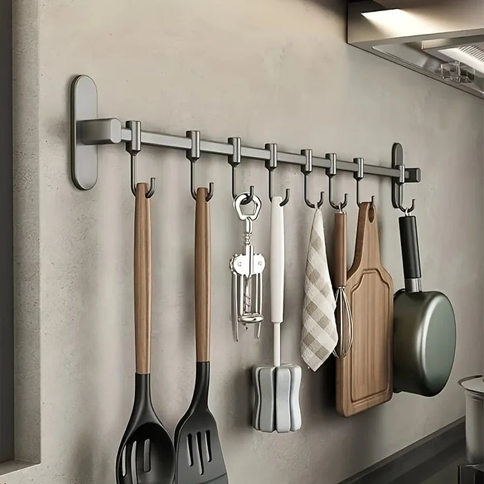 Wall-Mounted Kitchen Hook Rack for Pot Lids and Utensils