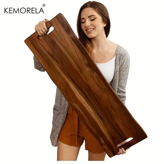 Extra‑Long Wooden Serving & Chopping Board with Handle for Cheese and Charcuterie