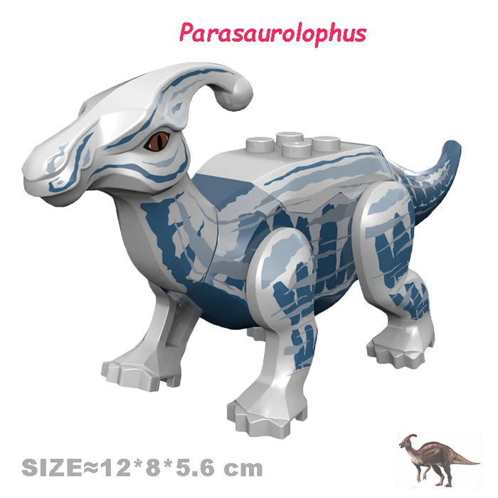 Jurassic Dinosaur Building Blocks - Velociraptor, Triceratops, Indominus & T‑Rex Models