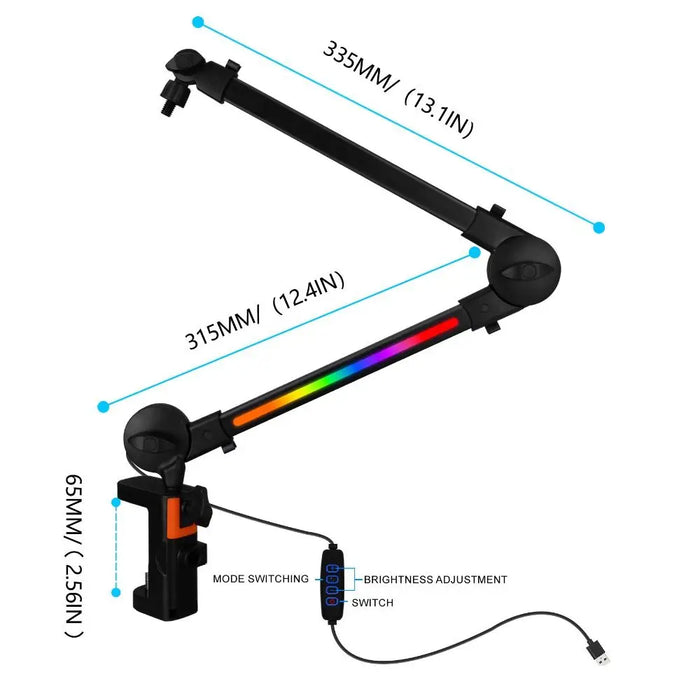 Desk-mounted Microphone Boom Arm – Heavy-duty Aluminium, 360° Rotation