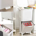 38 L Two-Tier Waste Bin with 4 Casters, White — 42 x 28.2 x 73 cm