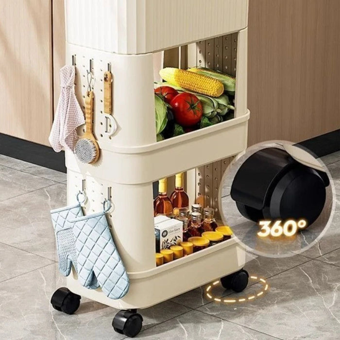 Multi-layer Kitchen Bin with Wheels – Large Capacity, Sliding Lid (PP)