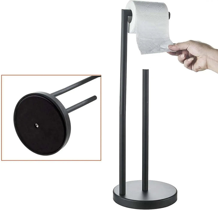 Stainless Steel Freestanding Toilet Roll Holder, Black – Standing Holder with 4‑Roll Storage