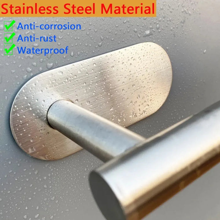 Stainless Steel Paper Towel & Toilet Roll Holder — Adhesive or Screw-Fix
