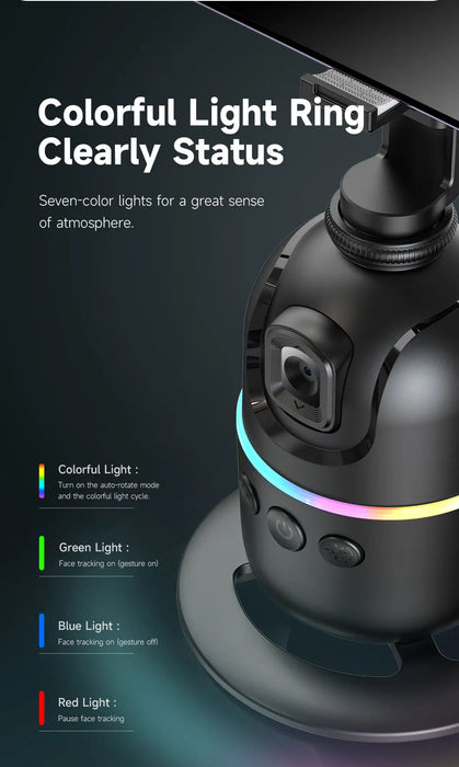 P03 360° Auto Face-Tracking AI Phone Gimbal — Desktop Tripod Holder for Vlog & Live