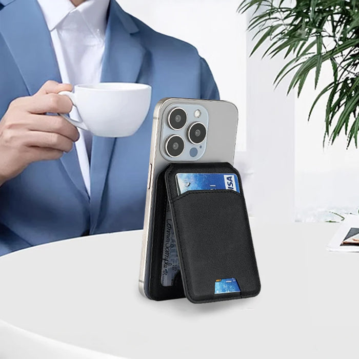 Magnetic PU Leather Wallet Phone Case with Stand and Card Pocket — MagSafe Compatible