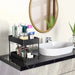 Double-Layer Pull-Out Storage Rack with 5 Hooks — PP Drawer Organiser for Kitchen & Bathroom