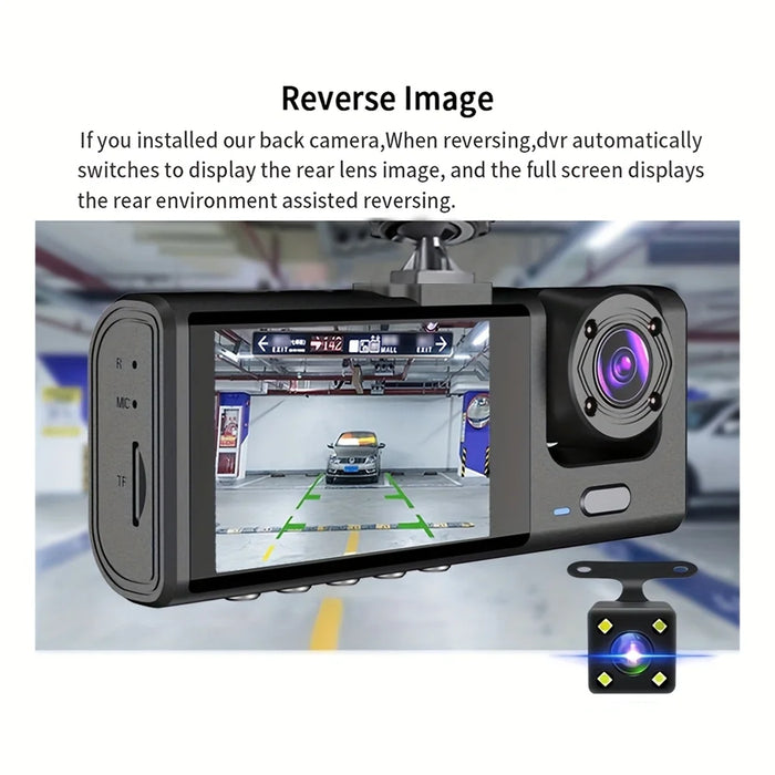Dashcam 1080p with IR Night Vision, 2" IPS Screen, Loop Recording — 2 or 3 Camera DVR