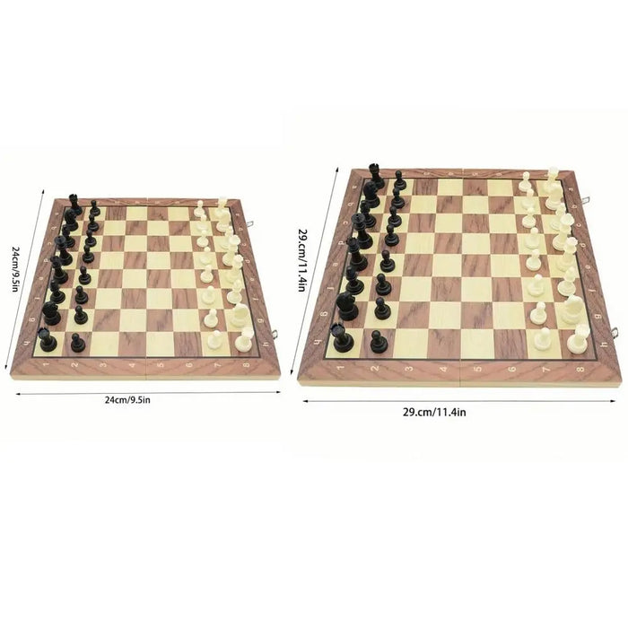 Solid Wooden Magnetic Foldable International Chess Set — Educational Game