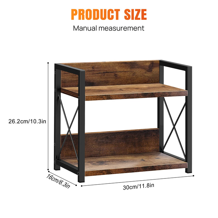 2-Tier Wood & Metal Spice Rack — Countertop Shelf Organizer