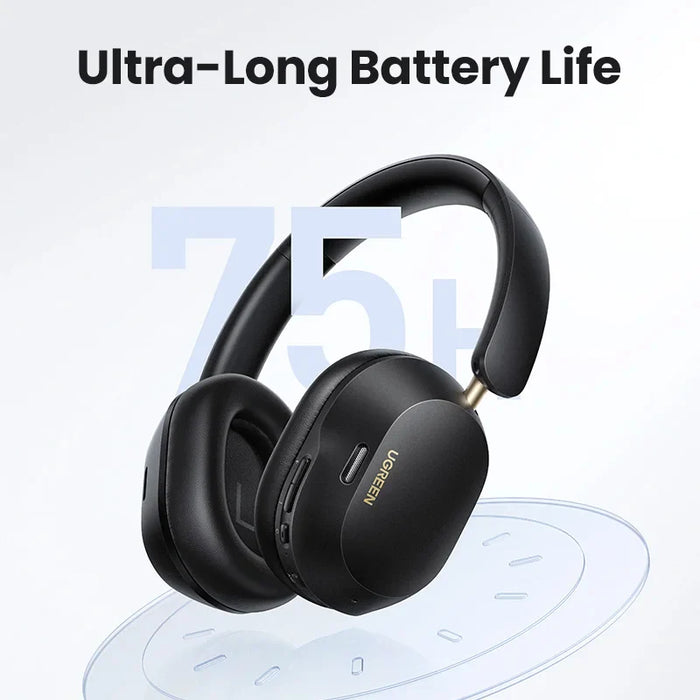 UGREEN MAX5C Trådlösa Brusreducerande Bluetooth Hörlurar - 43dB Hybrid Aktiv Brusreducering, Hi-Res LDAC, 75H Spatial Audio Headset Hörlurar - Idealisk för brusfri och långvarig ljudupplevelse.