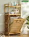 Adjustable Bamboo Laundry Hamper & Bathroom Rack with Pull-Out Shelves