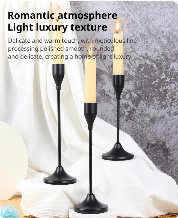 3-Piece European-Style Metal Candlestick Set – Wedding & Table Holders