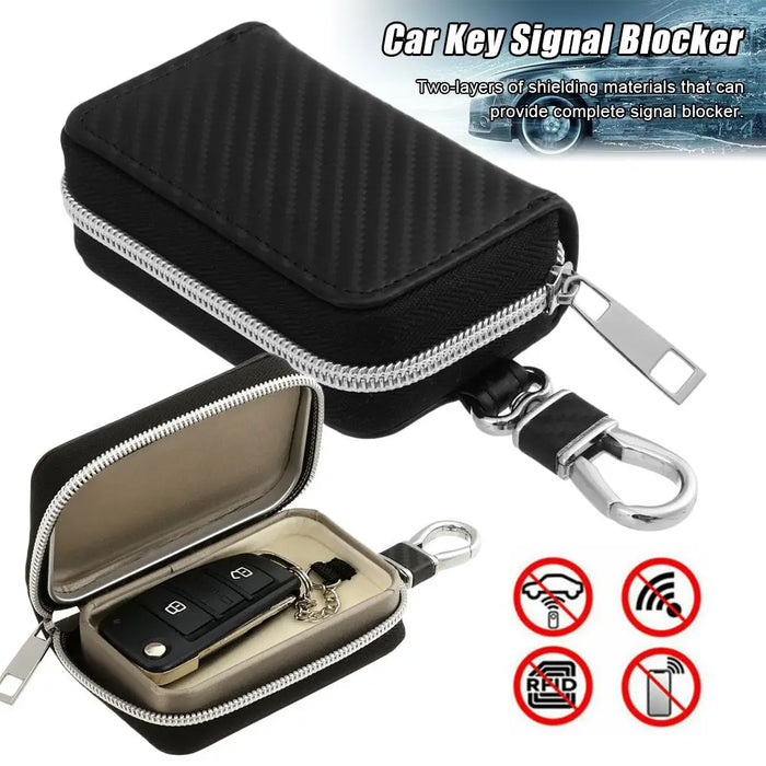 Portable RFID-Blocking Key Pouch — Zipped Faraday Case for Car Keys