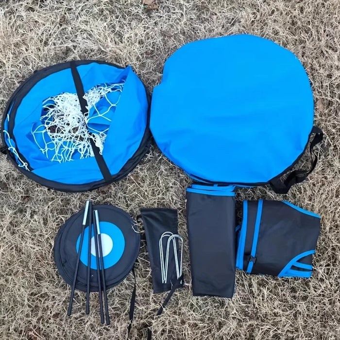 4‑Mode Pop‑Up Football Goal — Foldable Indoor/Outdoor Practice Net (Blue)
