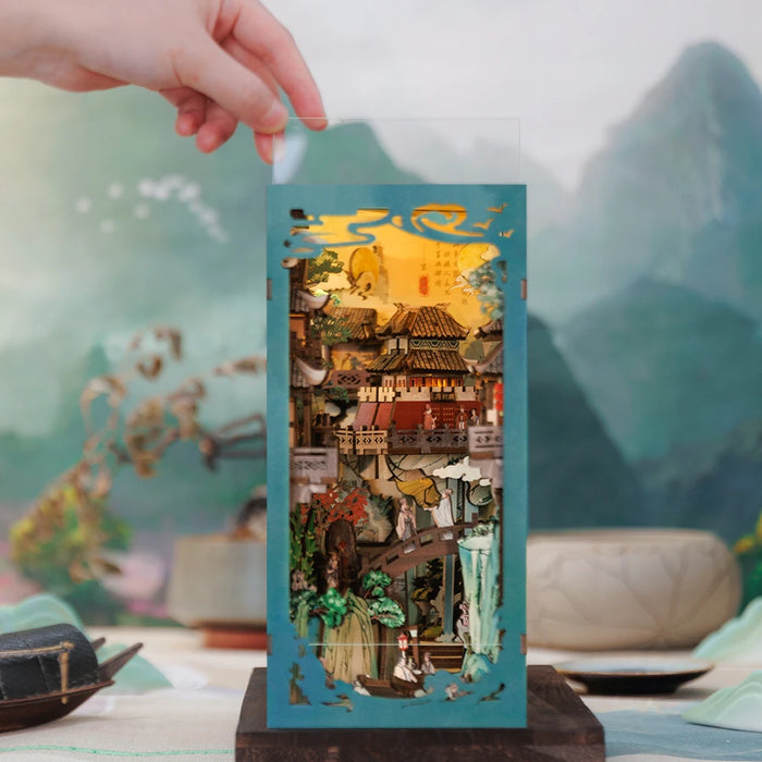 Antiquity Book Nook Dollhouse Kit – Su Dongpo's Life with Touch Light & Dust Cover