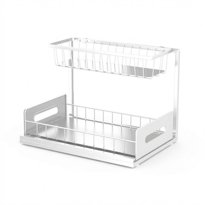 2-Tier Pull-Out Under-Sink Storage Rack – Sliding Cupboard Organiser