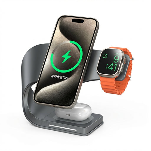 4-in-1 Magnetic 15W Metal Wireless Charging Station – Phone, Watch & Earbuds