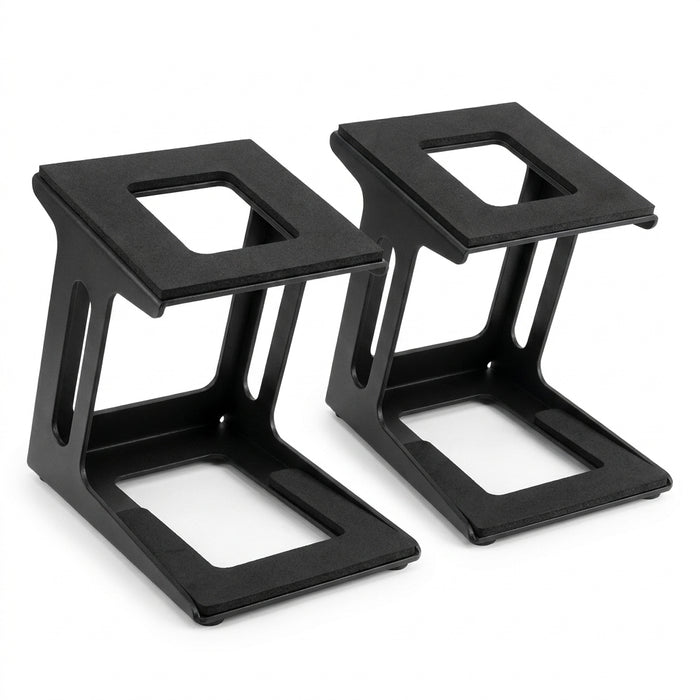 Desktop Speaker Stands — Carbon Steel 2‑Pack for Improved Stereo Sound & Vibration Reduction