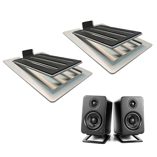 Pair of Desktop Speaker Stands — 16° Tilt, Aluminium Alloy, Anti‑Vibration Pads