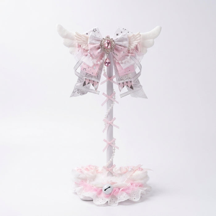 Pink Lace Angel Wings Headphone Stand — Kawaii Gaming Headset Holder