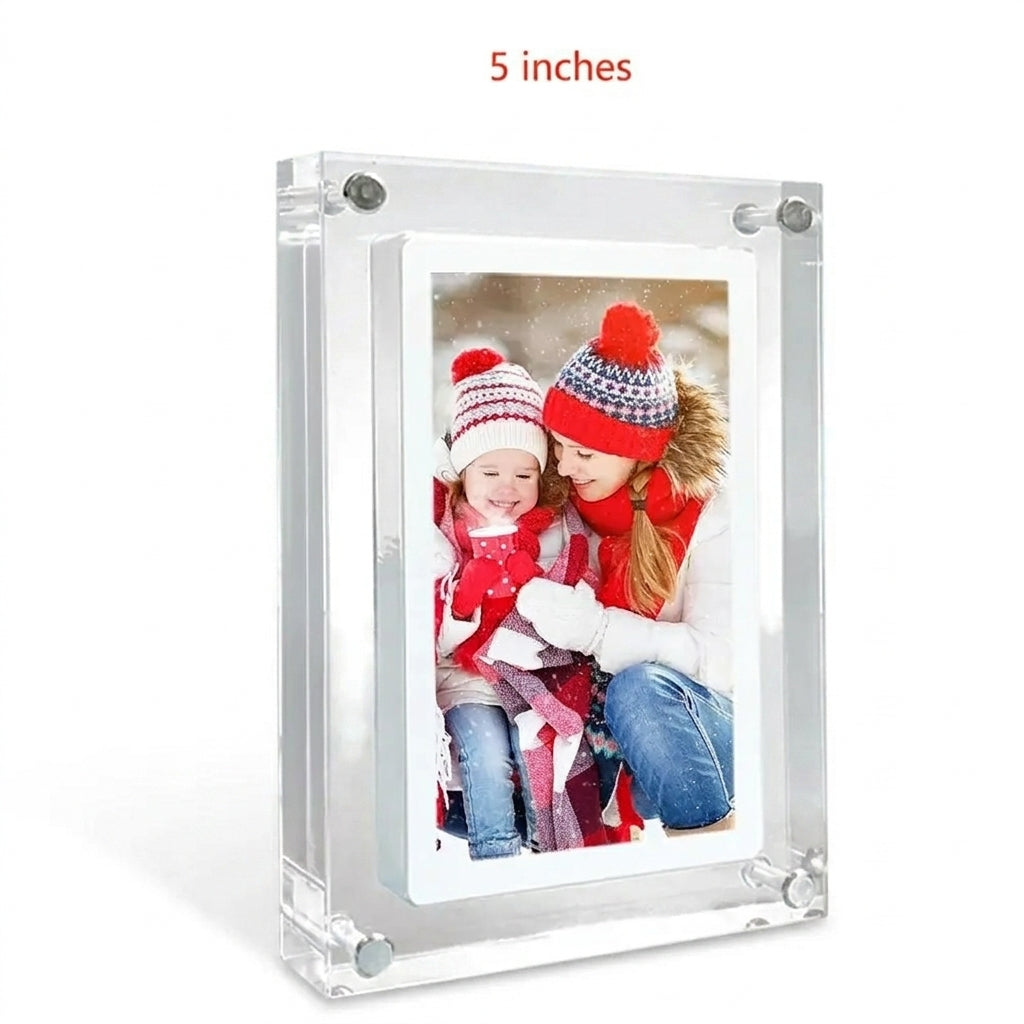 Acrylic Digital Photo Frame 5/7-inch — IPS Screen, 4GB, 1000mAh, Auto-Rotate