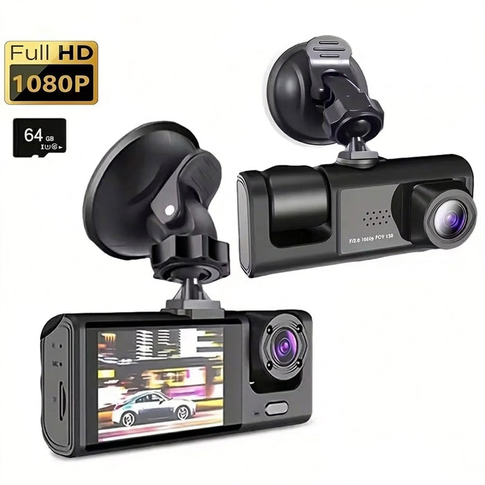 Dashcam 1080p with IR Night Vision, 2" IPS Screen, Loop Recording — 2 or 3 Camera DVR