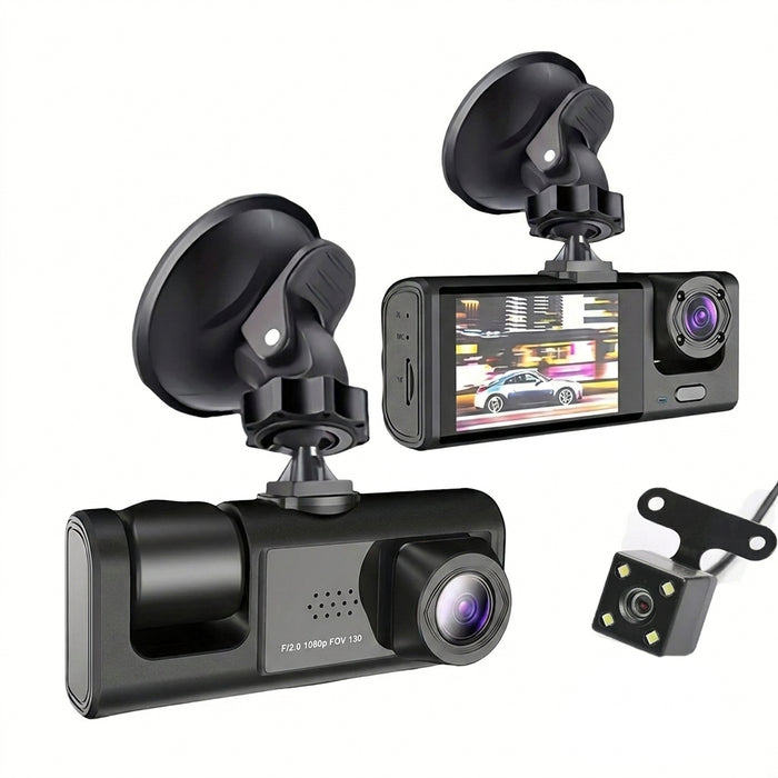 Dash Cam — 2 or 3 Camera 1080P DVR with IR Night Vision, Loop Recording & 2" IPS Screen