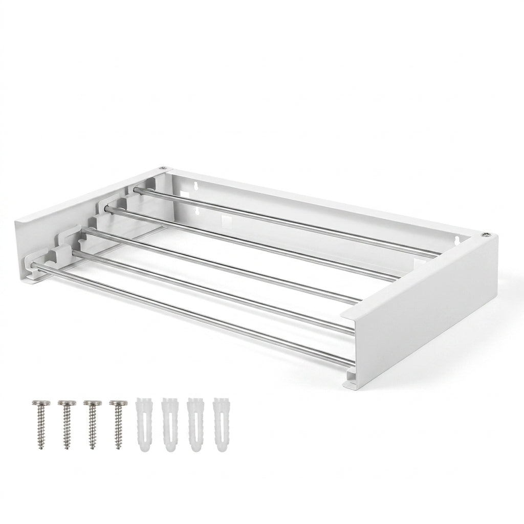 Folding Wall-Mounted Clothes Drying Rack — Retractable, Space-Saving