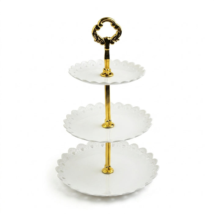 3-Tier ABS Cake Stand — Fruit & Dessert Display (Black or White)