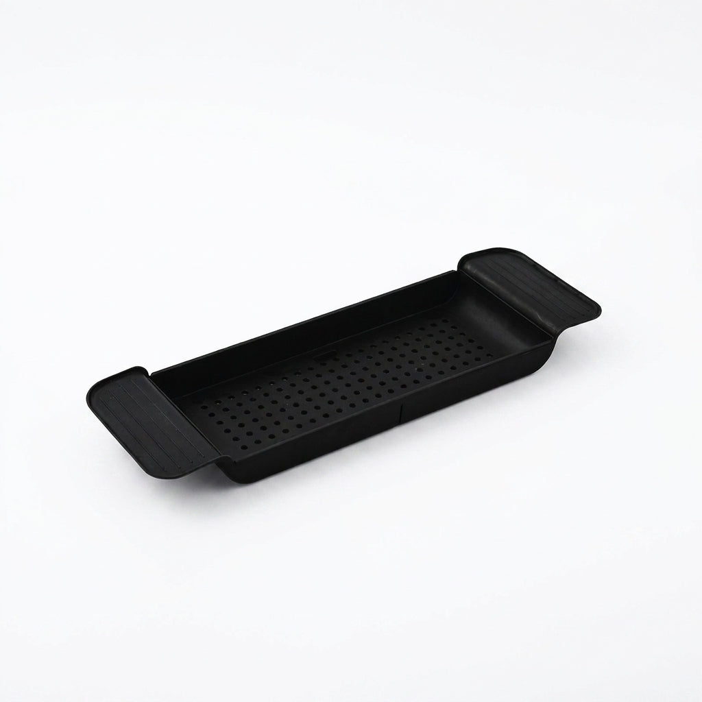 Extendable Bath Tray — Adjustable Bathtub Shelf, Towel & Book Holder (White or Black)