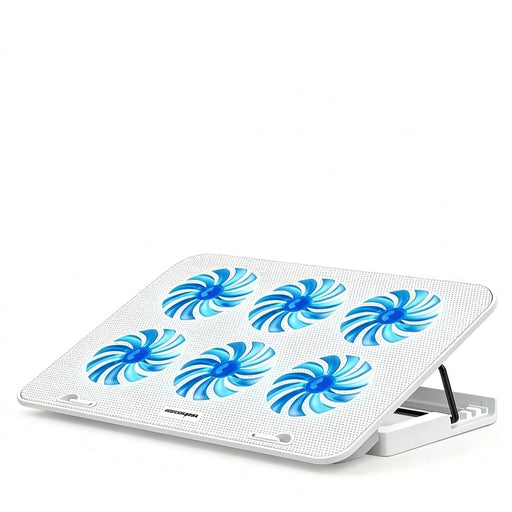 6-Fan Laptop Cooling Pad — 5-Level Adjustable Stand for 12–18-inch Laptops, Quiet USB Powered