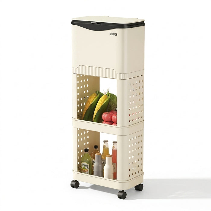 Multi-layer Kitchen Bin with Wheels – Large Capacity, Sliding Lid (PP)