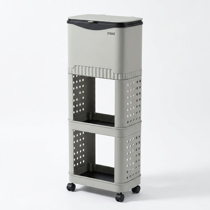 Multi-layer Kitchen Bin with Wheels – Large Capacity, Sliding Lid (PP)