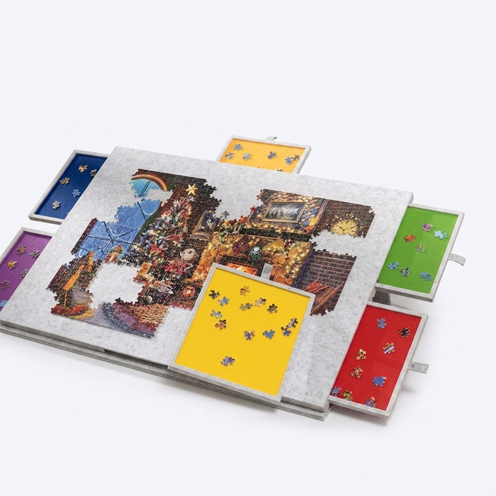 Large Felt Puzzle Table with 6 Drawers — Fits 1000-piece Puzzles