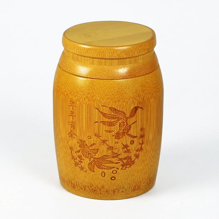 Handmade Bamboo Tea Canister with Sealing Lid — Carved Storage Box