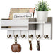 Wooden Wall-Mounted Key Rack & Mail Organiser — 6 Hooks