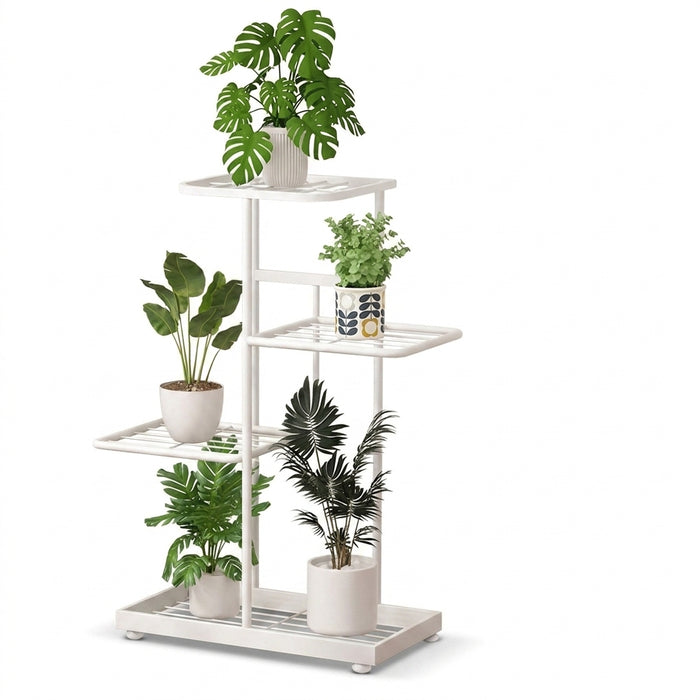 Iron Plant Stand – 4/5/6-Tier Flowerpot Organiser, Black or White