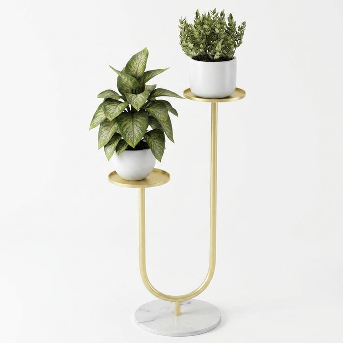 Metal Vertical Plant Stand with Dual Holders – Pot Rack for Living Room, Balcony & Office