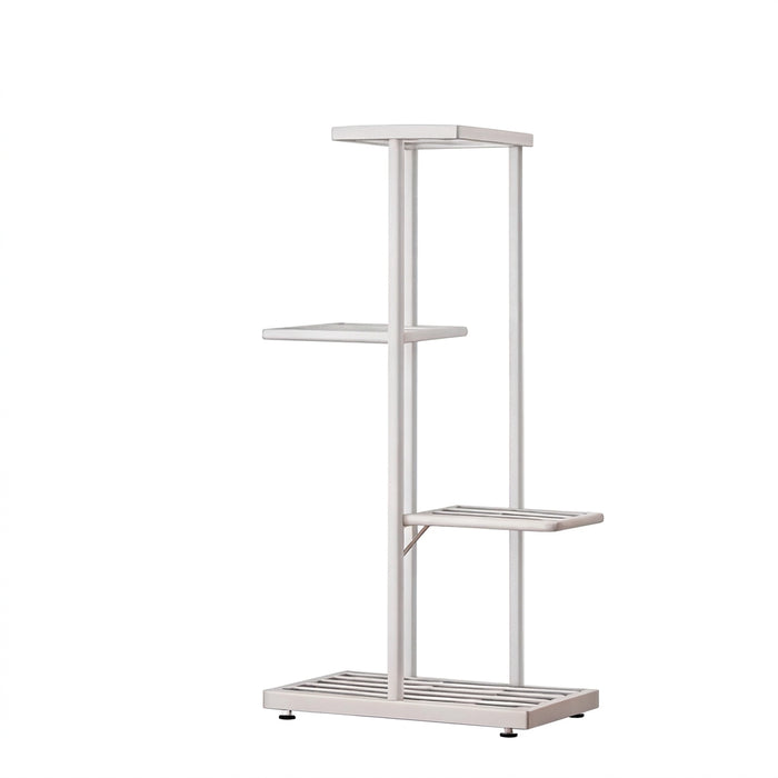 4-Tier Metal Plant Pot Rack – White Flower Stand & Storage Shelf